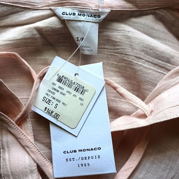 Club Monaco Gauzy Cotton Top Sz S Pink Old Money Quiet Luxury Relaxed Elizabina - Picture 10 of 16